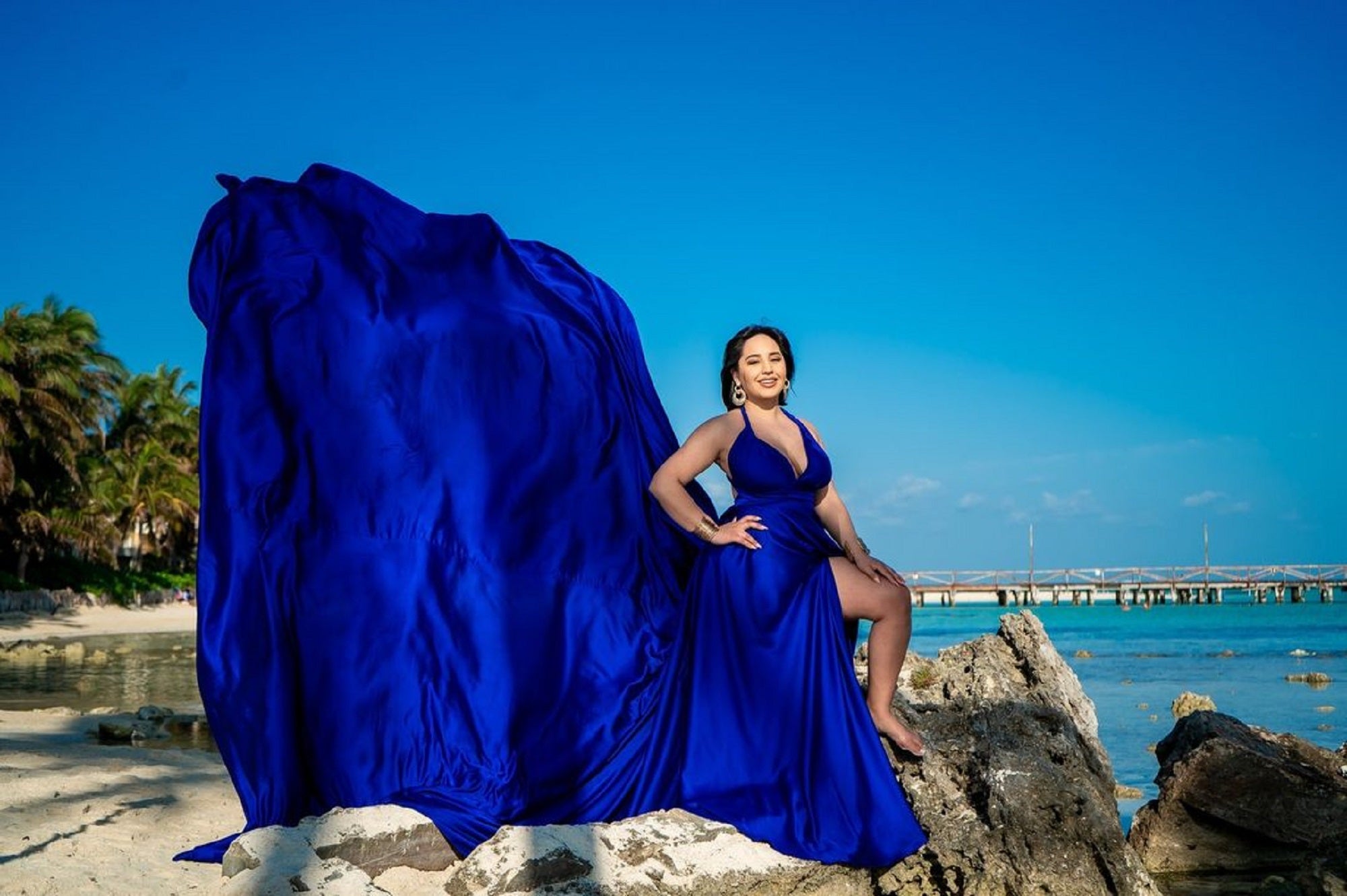 Satin Flying Dress Engagement Dress | Satin Long Train Dress