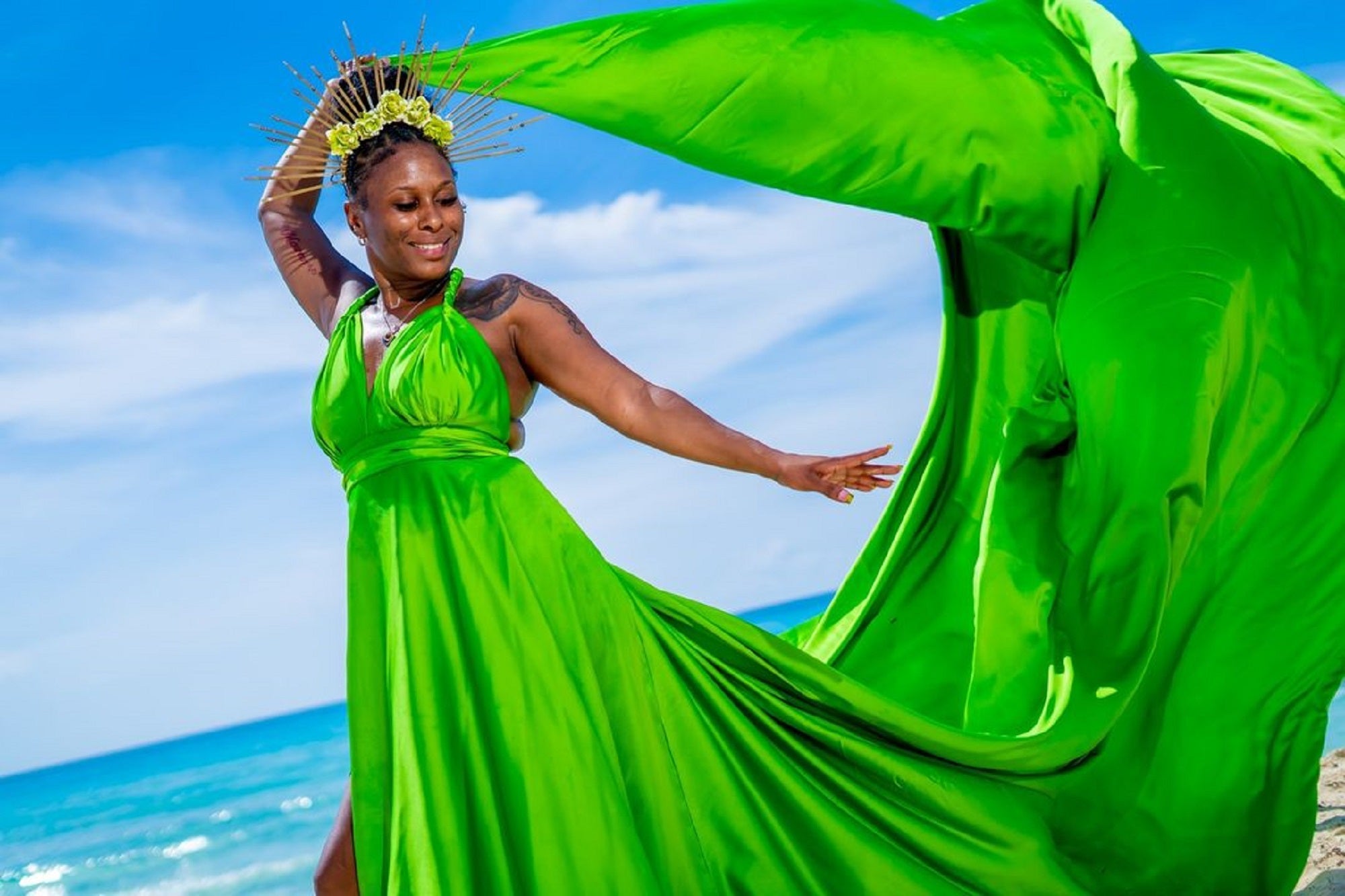 Long Train Photoshoot Dress |Satin Flying Dress Engagement Dress