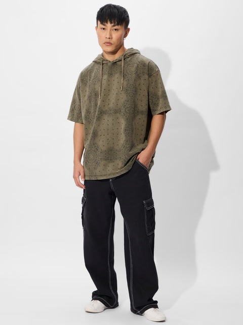 Hooded Olive Paisley Hooded T-Shirts