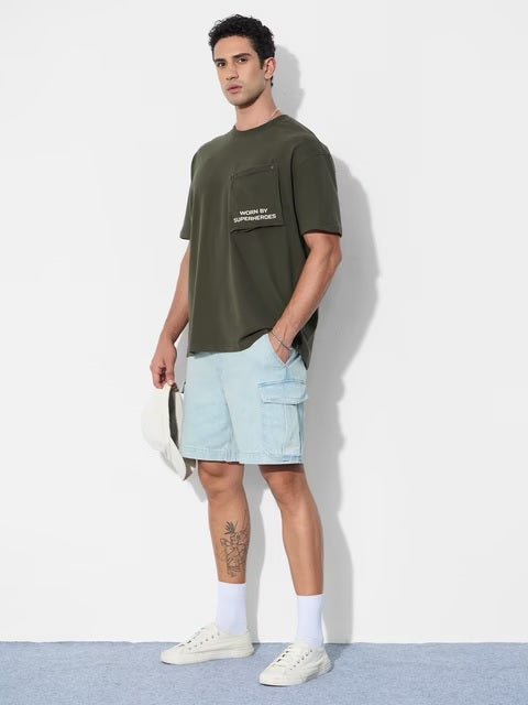 Utility Olive Green Oversized T-Shirts