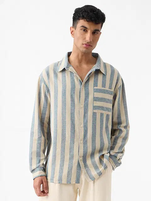 Cotton Linen Stripes Coastal Shirts