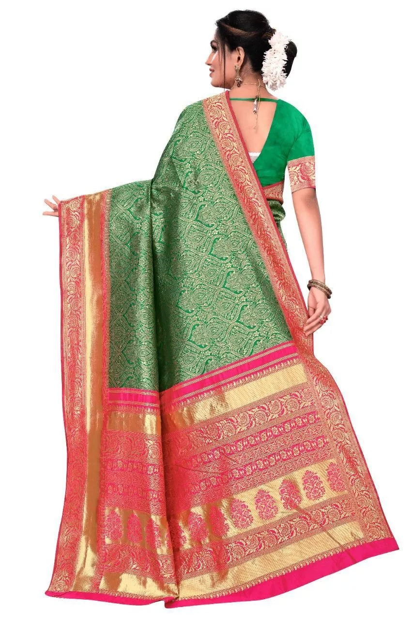 Soft Lichi Silk Saree With Blouse