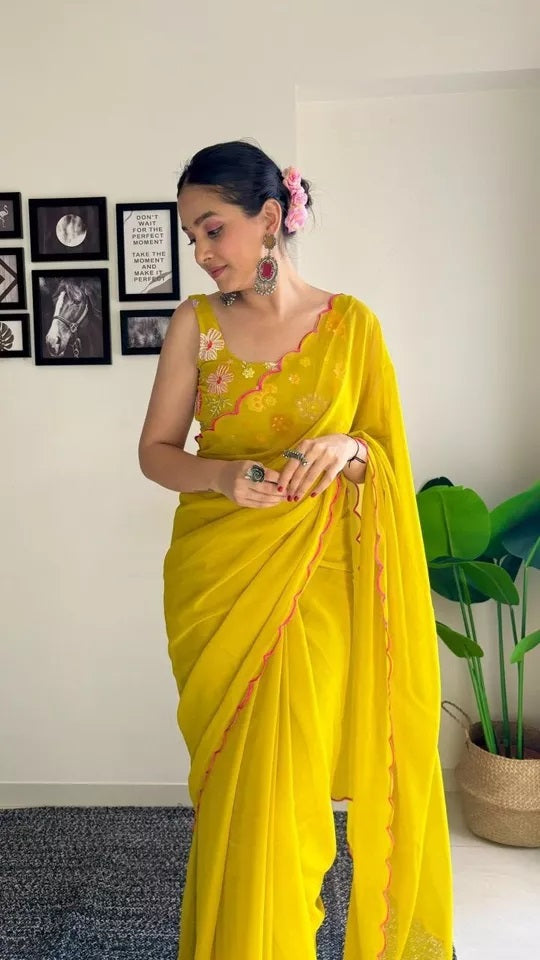 Soft Georgette Silk Saree With Blouse