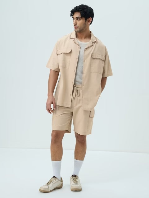 Cotton Linen Utility Sand Oversized Shirts