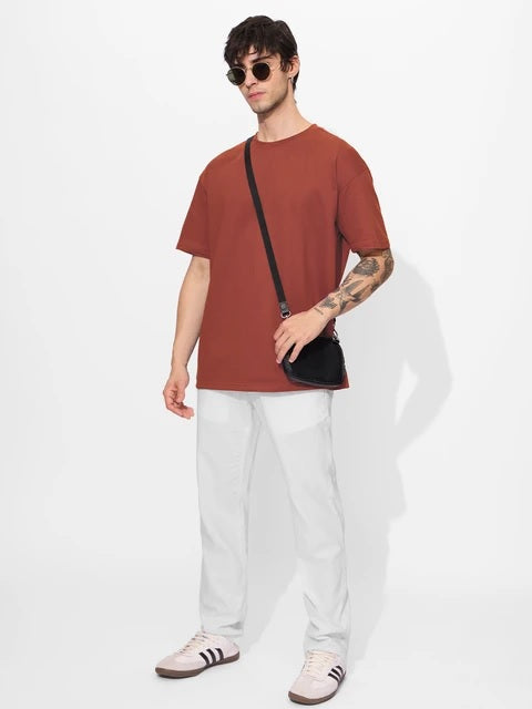 Solids Spicy Red Oversized T-Shirts