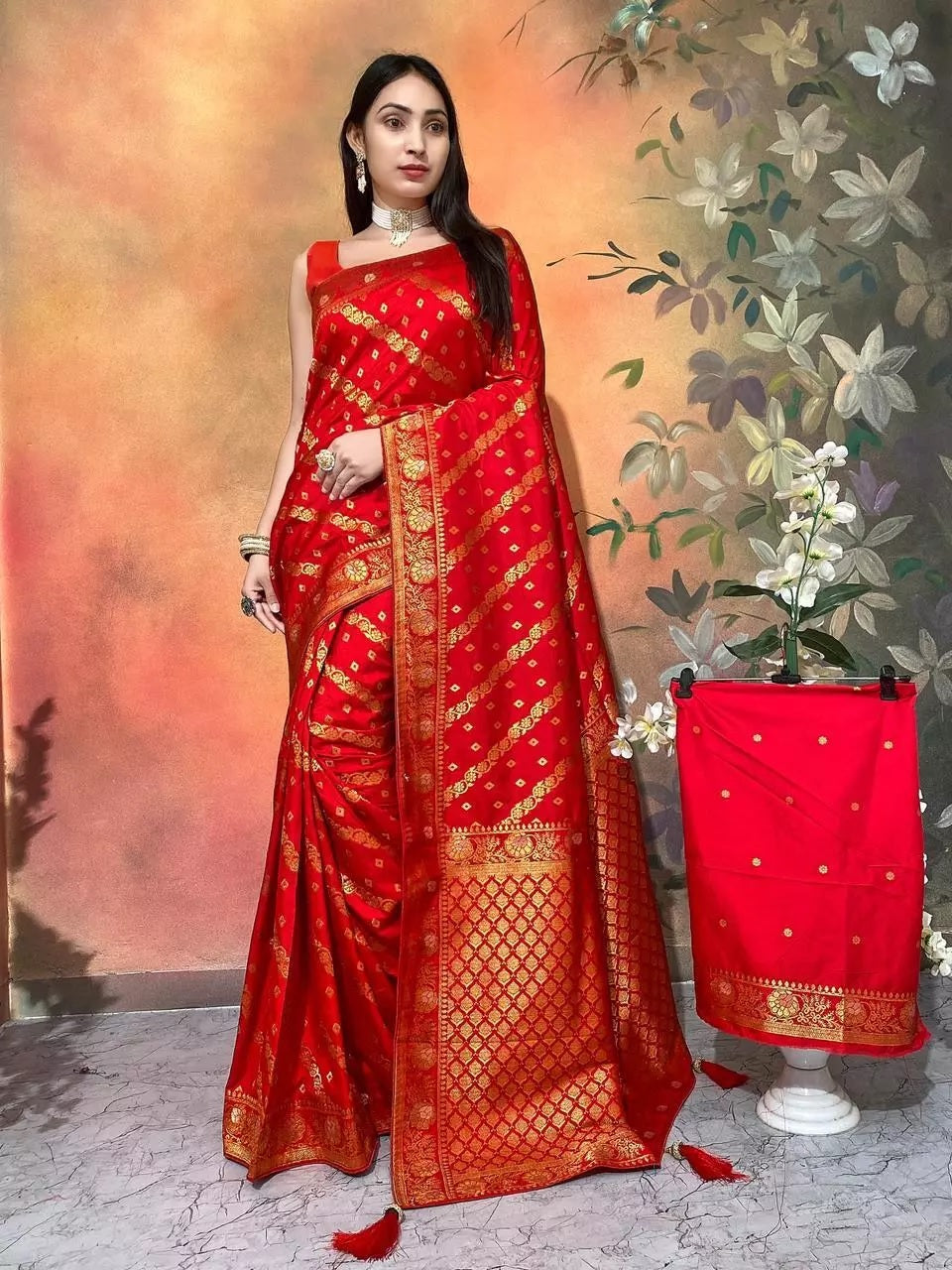 Ethnic Party Wear Indian Dola Silk Saree & Blouse