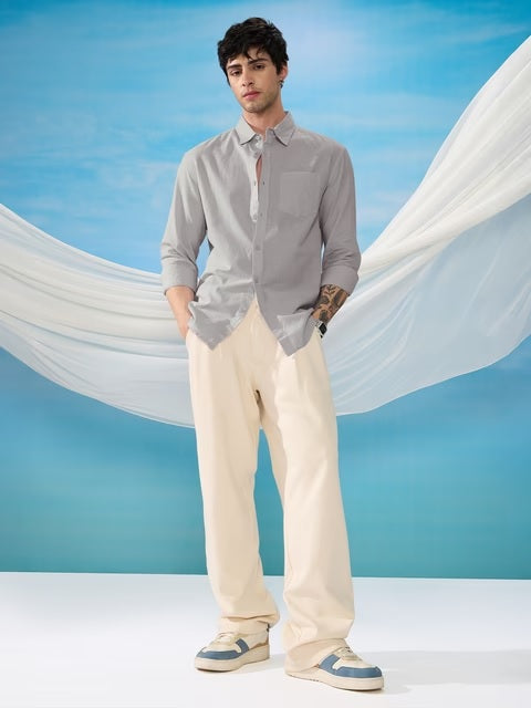 Cloud Grey Cotton Linen Shirts