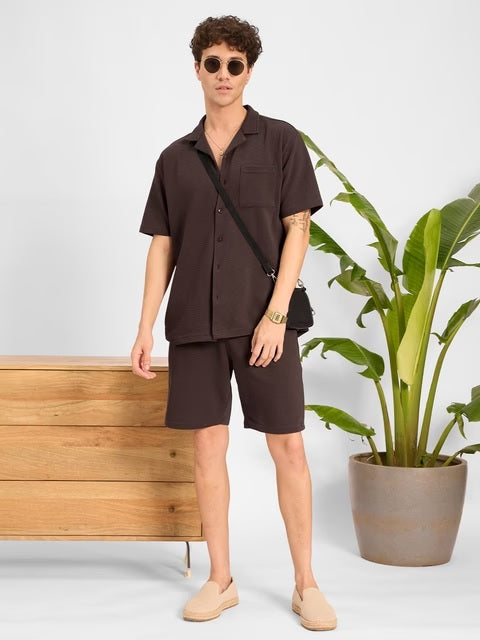 Mocha Men Textured Shirts