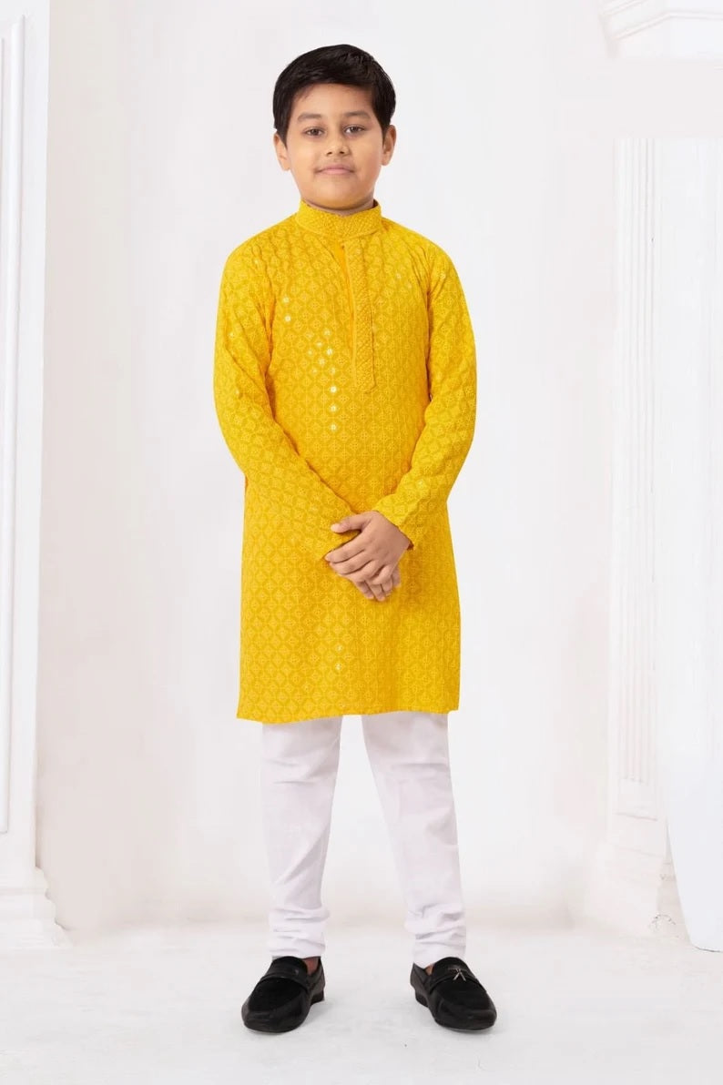 Chikankari kids Wear Kurta Pajama Set For Kid's Boy