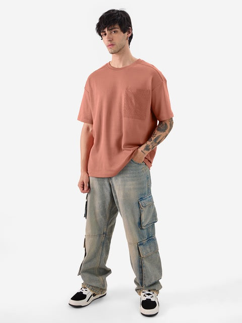 Solids Rouge Red Oversized T-Shirts