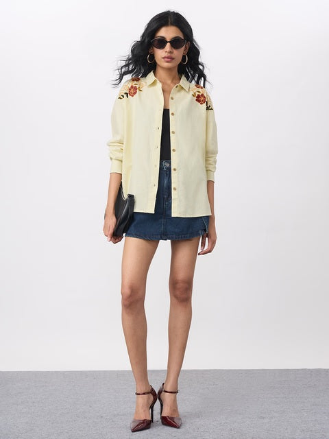 Cotton Linen  Dragon Women Boyfriend Shirts