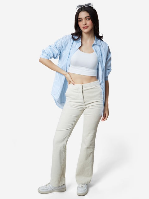 Solids Blue Stripes Women Boyfriend Shirts