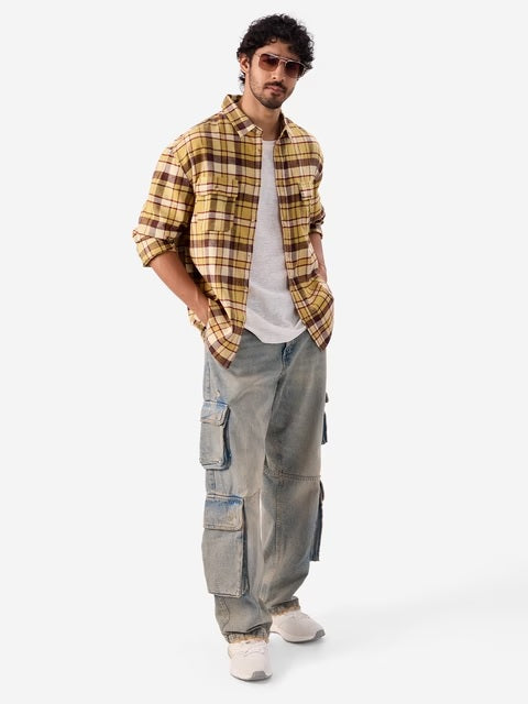 Plaid Oak Buff Men Utility Shirts