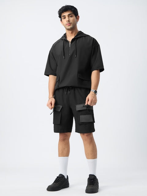 Hooded Set Black Men Co-ord Sets