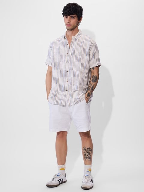 Textured Azure Dunes Men Textured Shirts
