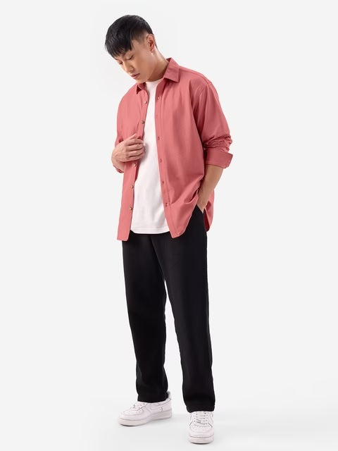Textured Coral Sand Men Textured Shirts