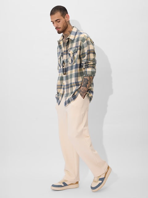 Plaid Blue, Green, and Yellow Men Utility Shirts