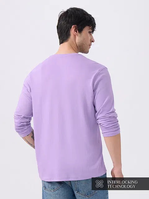 Solids Light Lavender Supima Full Sleeve Henley T-Shirts