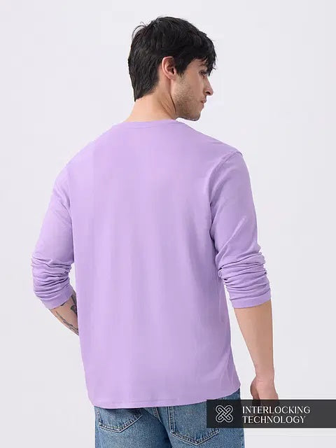 Solids Light Lavender Supima Full Sleeve Henley T-Shirts