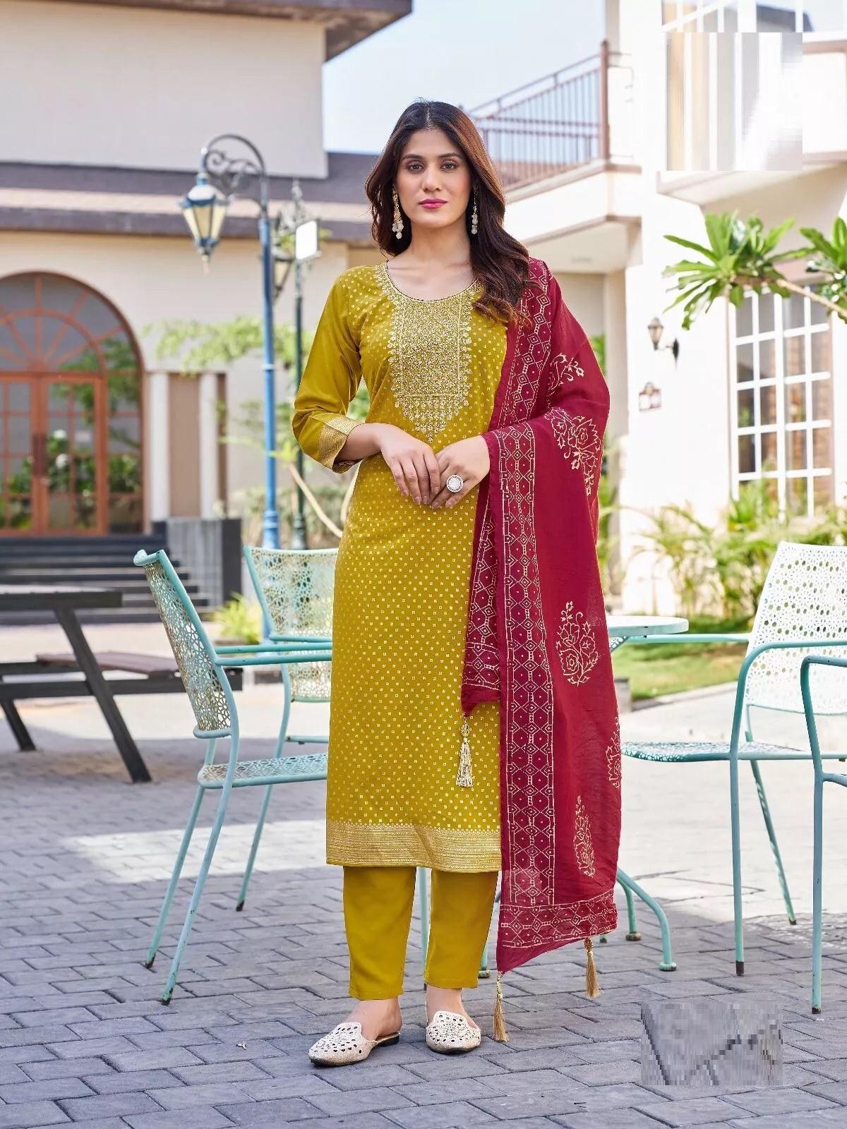 Bollywood Print With Embroidery Work Top Bottom & Dupatta