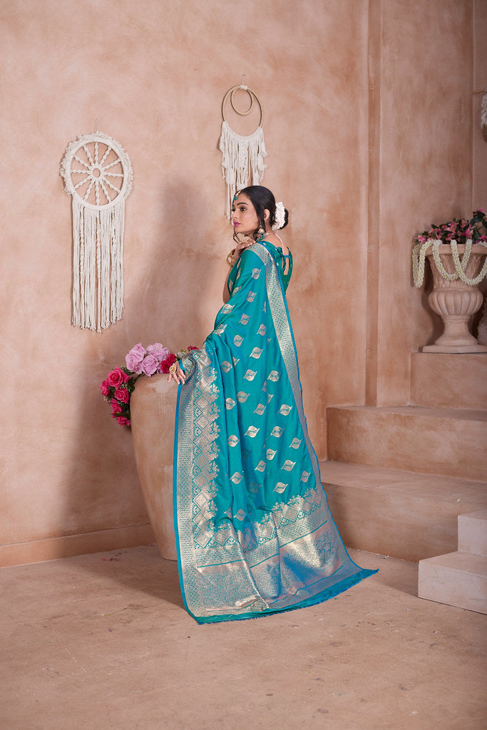 Traditional Soft Silk With Banarasi Jari Work Saree With Blouse