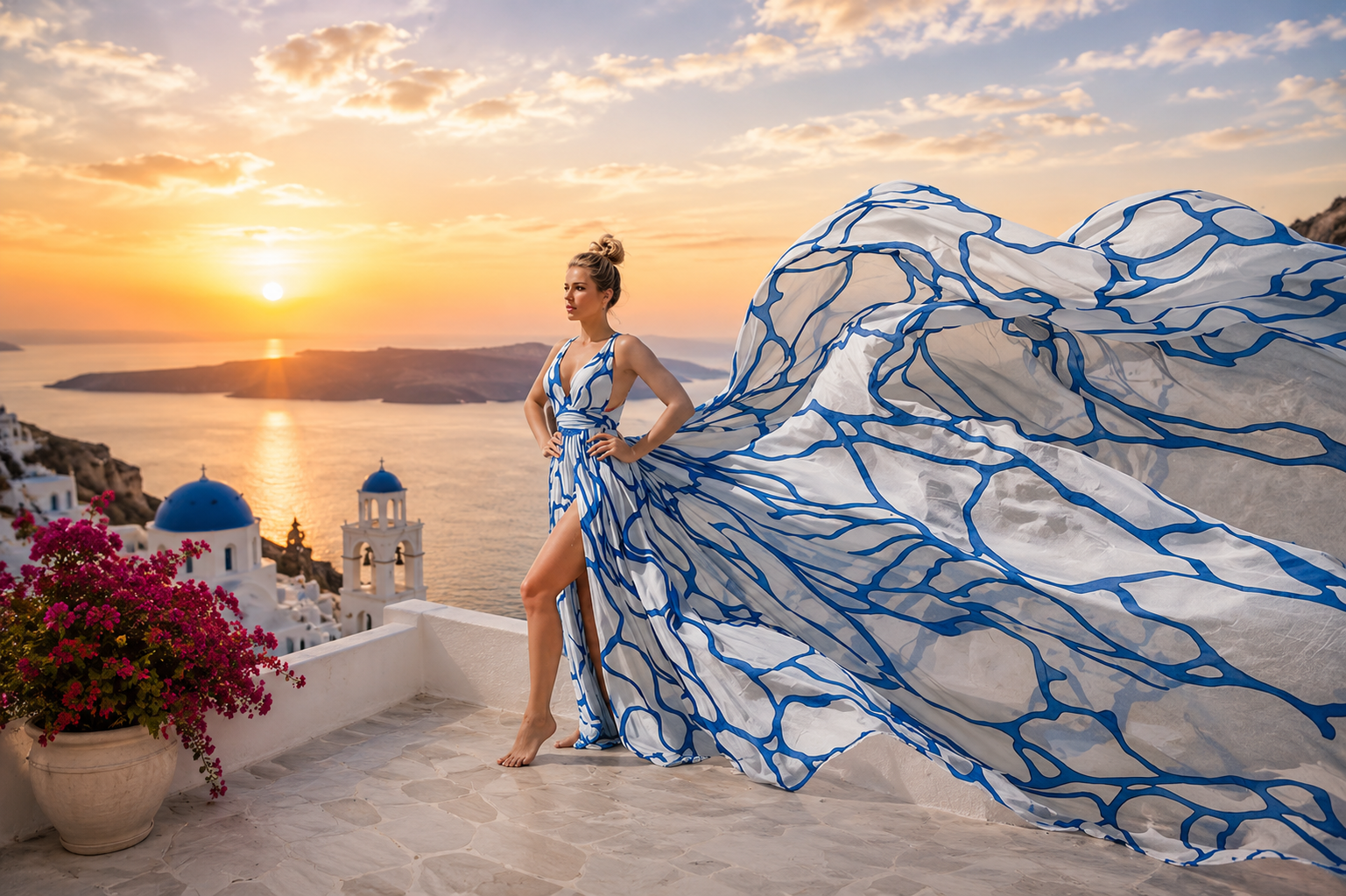 Beach Sunset Flying Dress Elegant Vacation Photoshoot Long Flying Dress