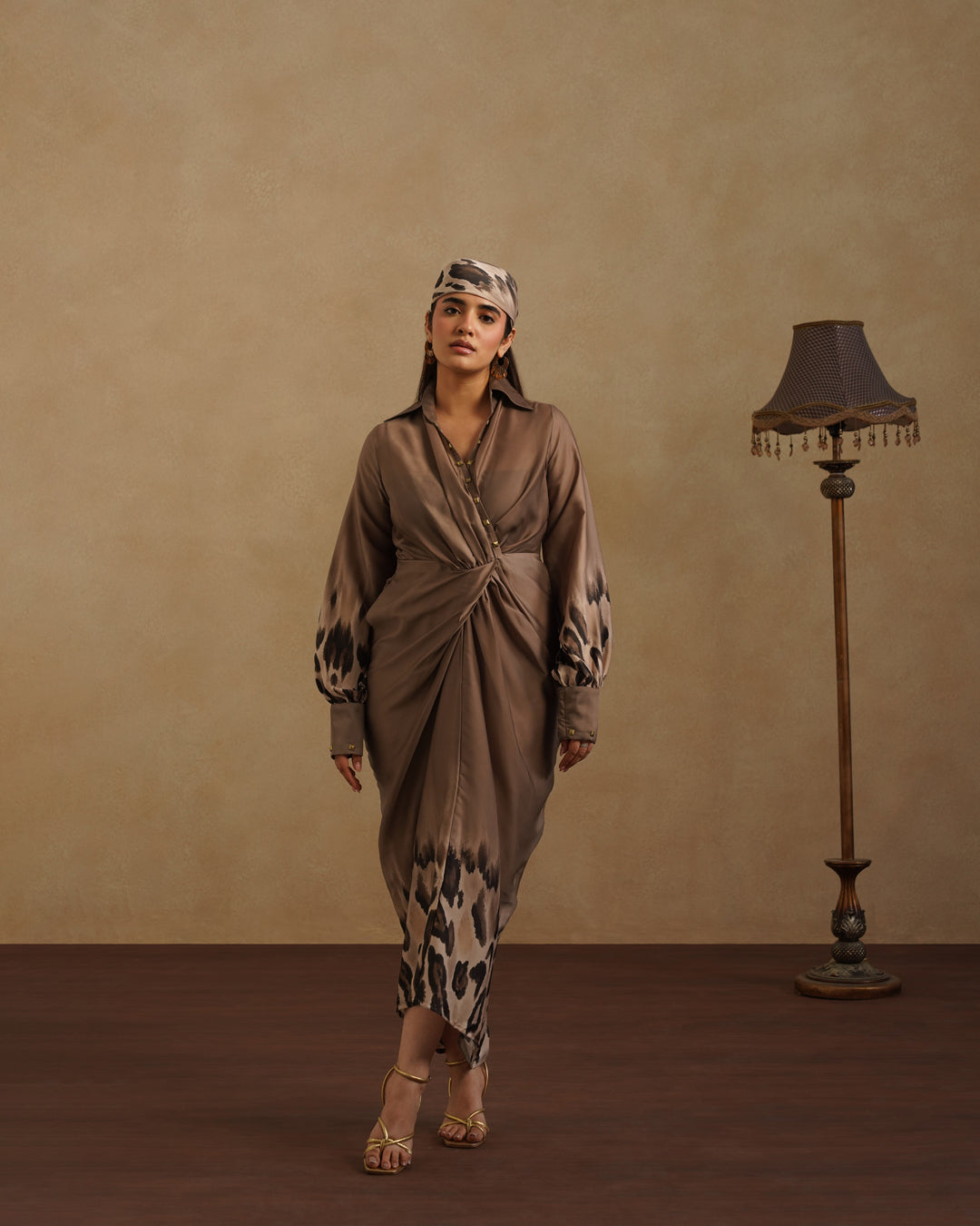 Chic Brown Leopard Print Party and Resort Dress