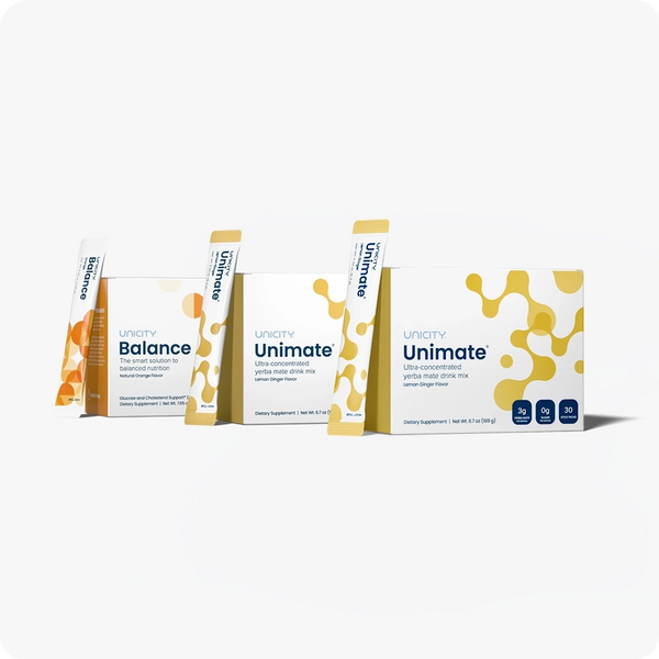 Unicity Unimate 60 Pack & Balance Natural Orange 30 Pack Combo – Refreshing Drink Mix Variety Set