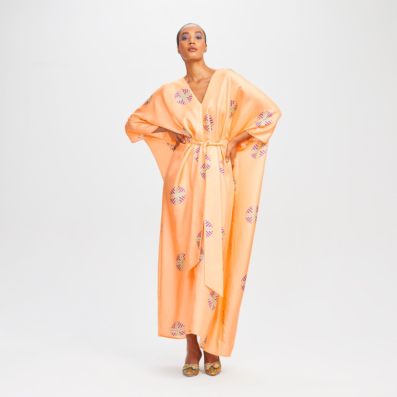 Luxury Soft Satin Silk Kaftan, Stylish Beach Wear Women's Caftan