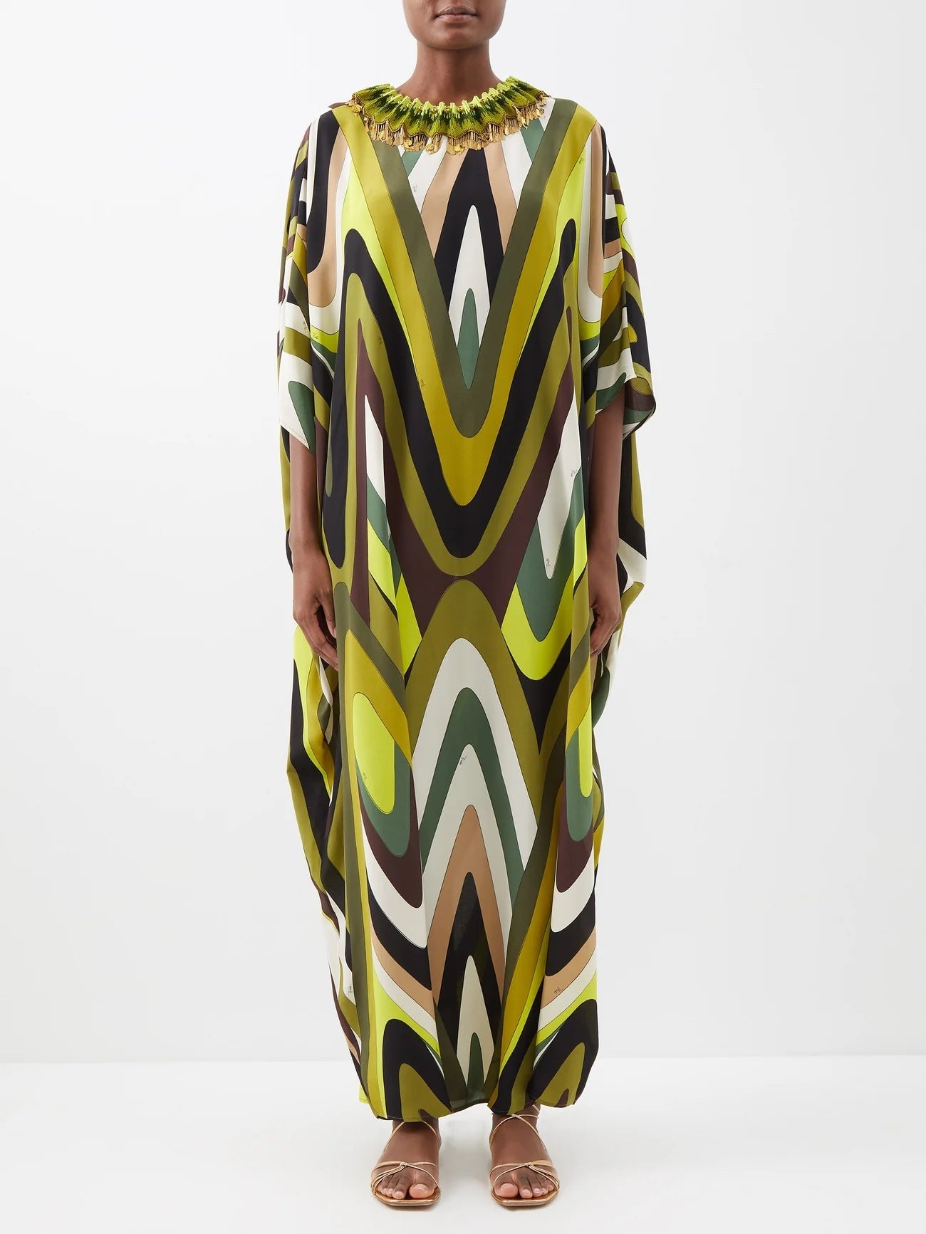 Designer Silk Crepe Kaftan with Flowing Caftan For Women's