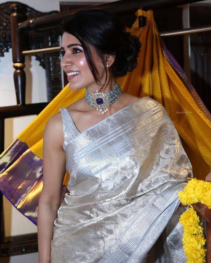 Soft Tissue Silk Saree Traditional Wear Designer Silver Saree With Blouse