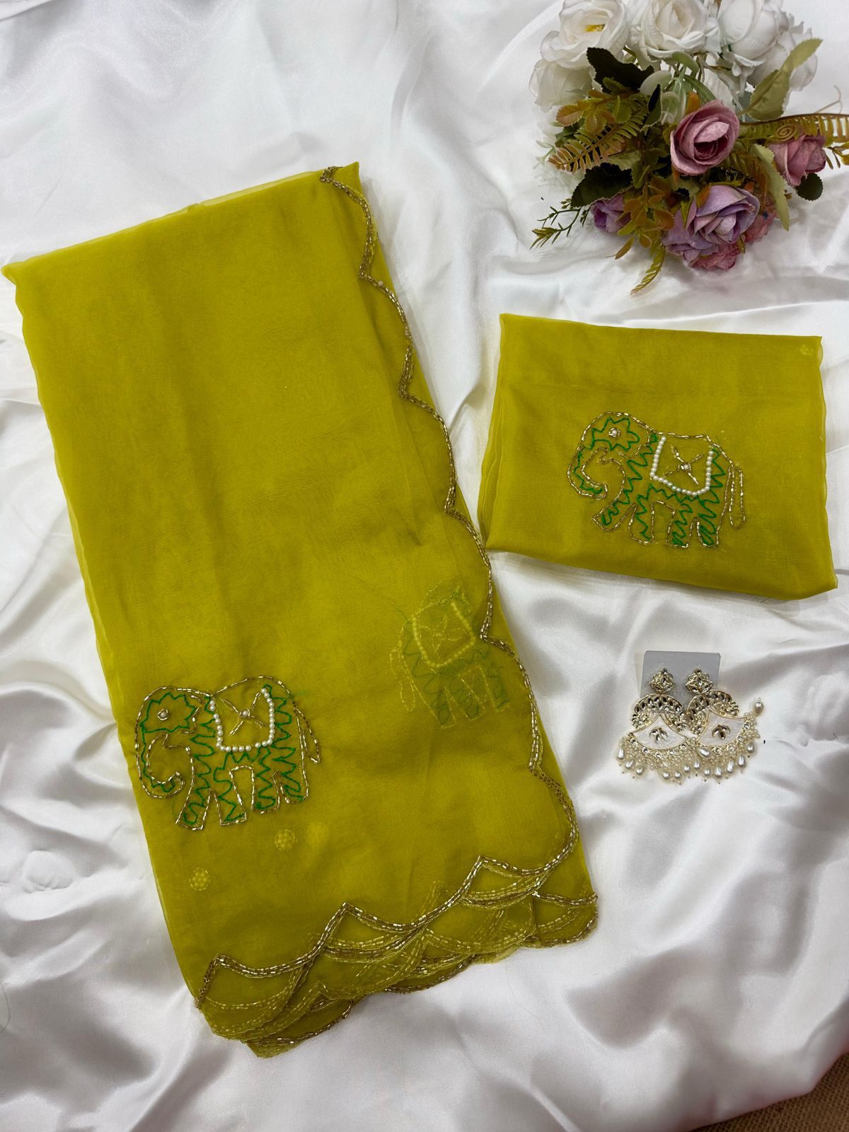 Soft Pure Organza Printed Beautiful Sari, Party Wear Saree With Blouse