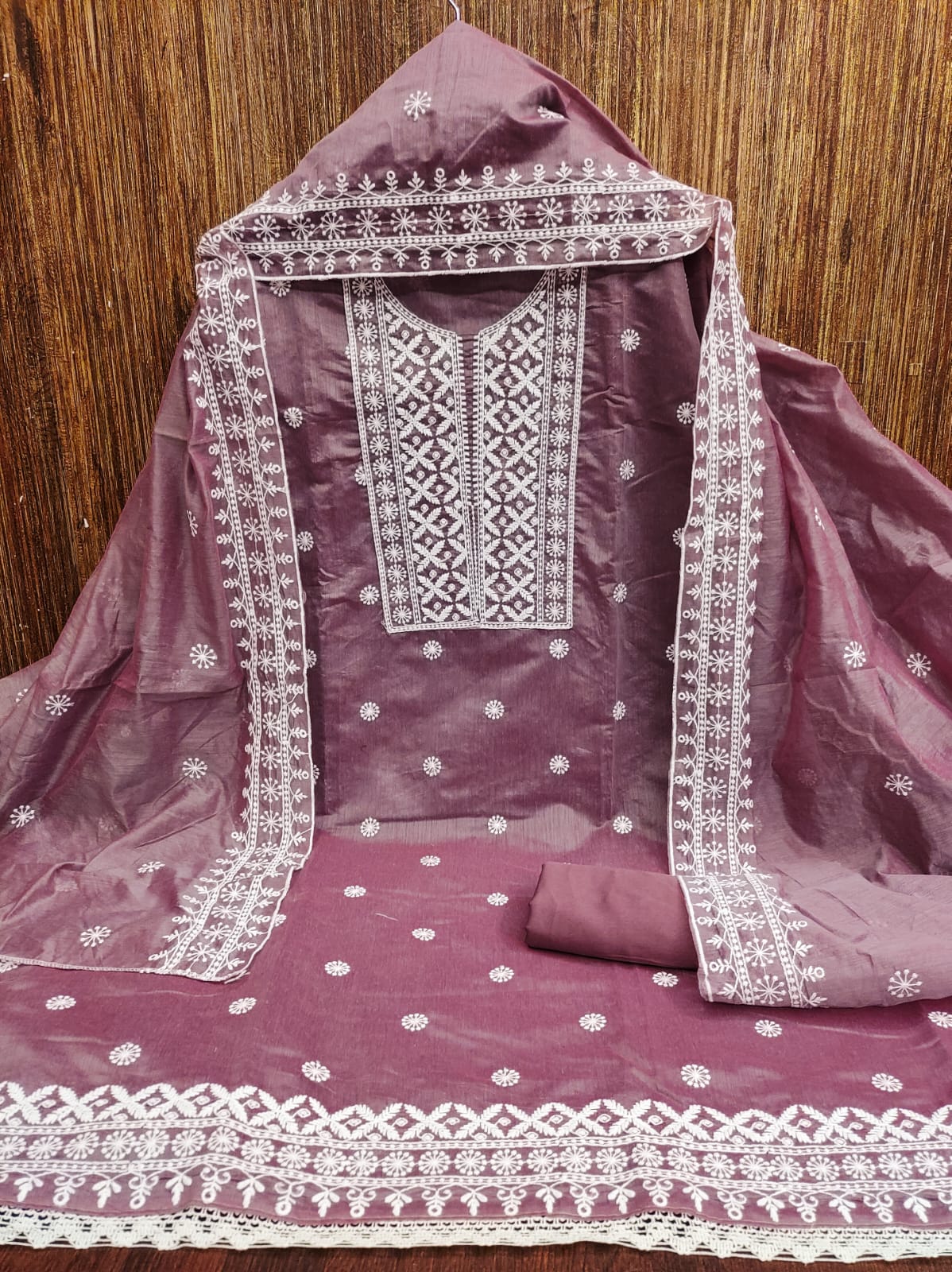 Traditional Wedding Wear Designer Indian Chanderi Work Top Bottom&Dupatta