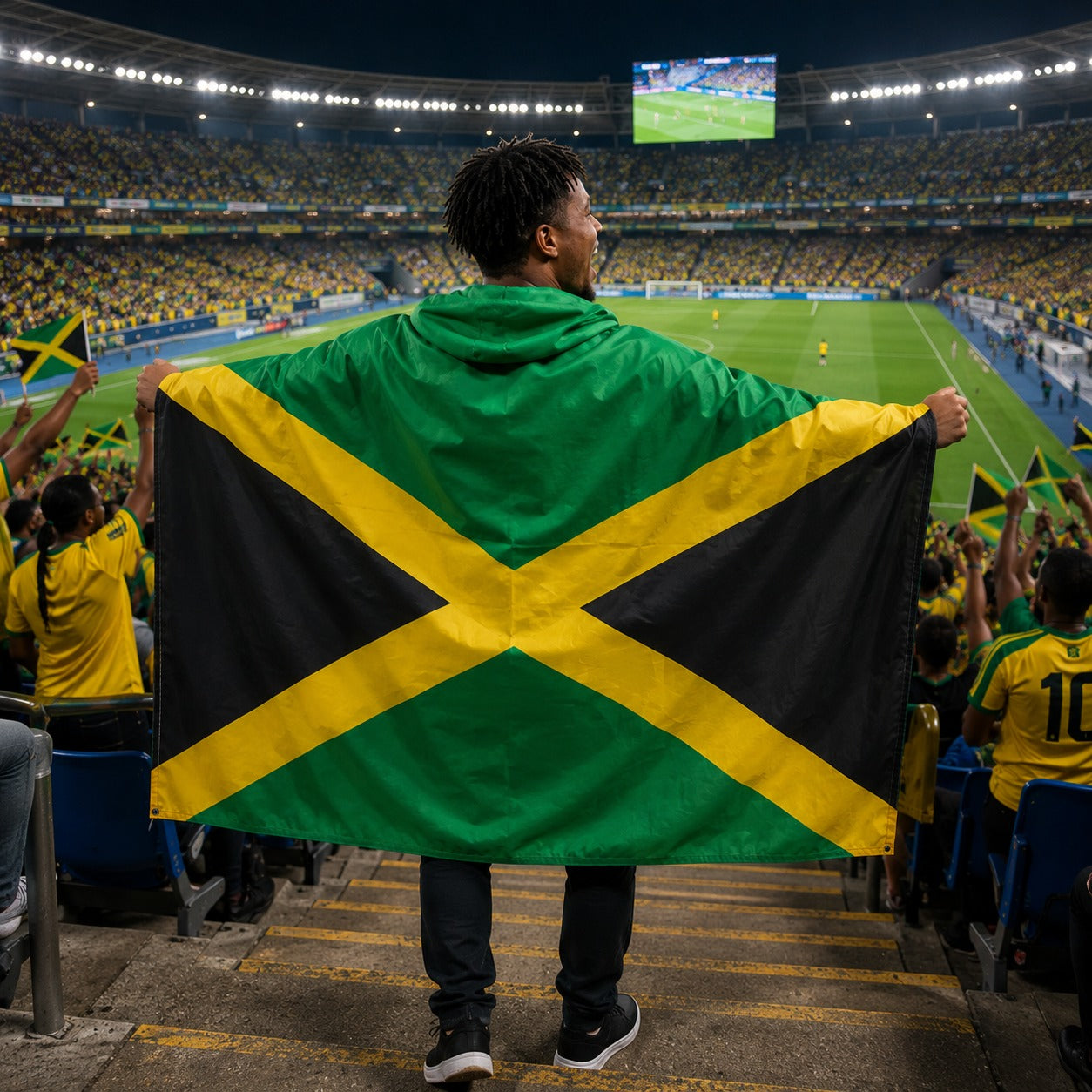 Hooded Football Fan Flag Cape Poncho for Soccer Match Party
