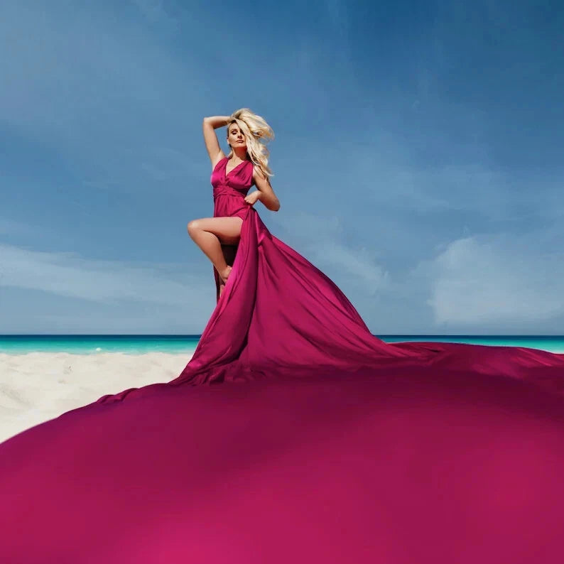 Long Flying Dress for Photoshoot in Any Size - Santorini Flying Dress - Pink