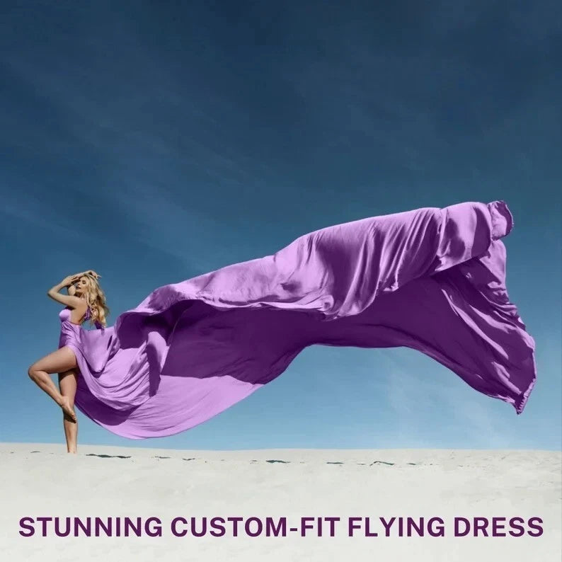 Purple Flying Dress for Photoshoot - Satin Flying Dress - Infinity Long Dress