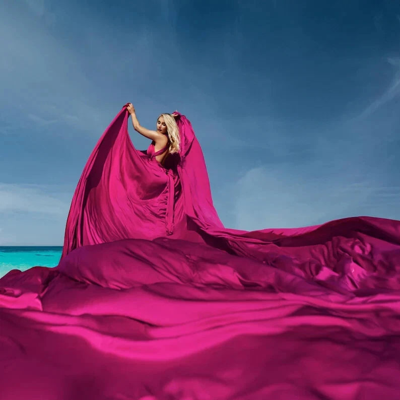 Long Flying Dress for Photoshoot in Any Size - Santorini Flying Dress - Pink
