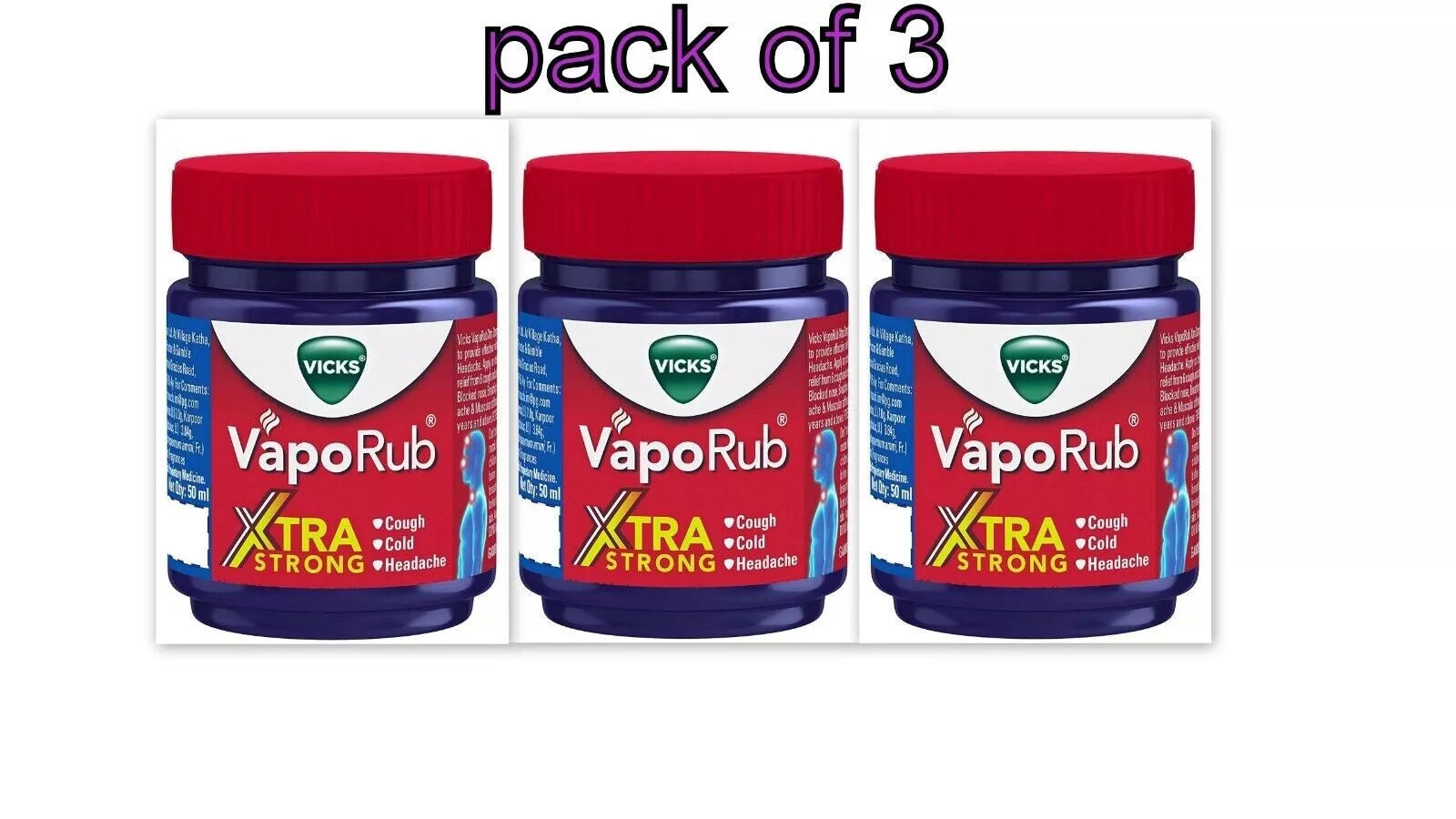 Vcicks VapoRub Xtra Strong,c (pack of 3)