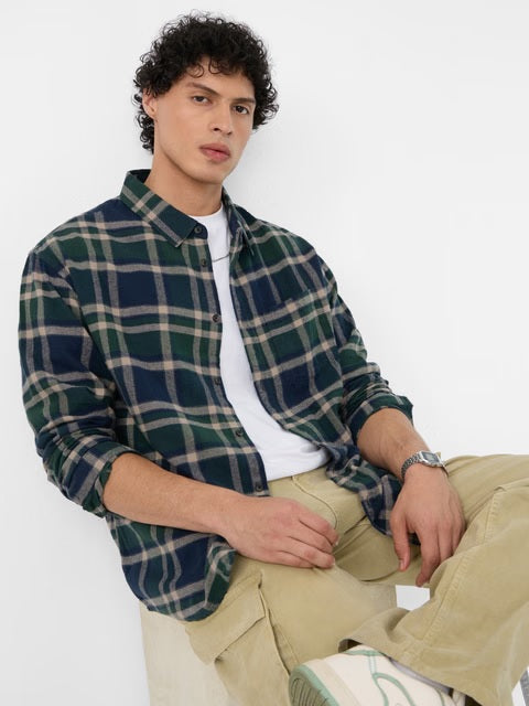 Plaid Emerald Men Relaxed Shirts