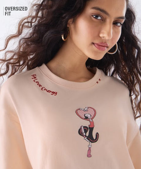 Popeye Big Love Energy Women Oversized T-Shirts