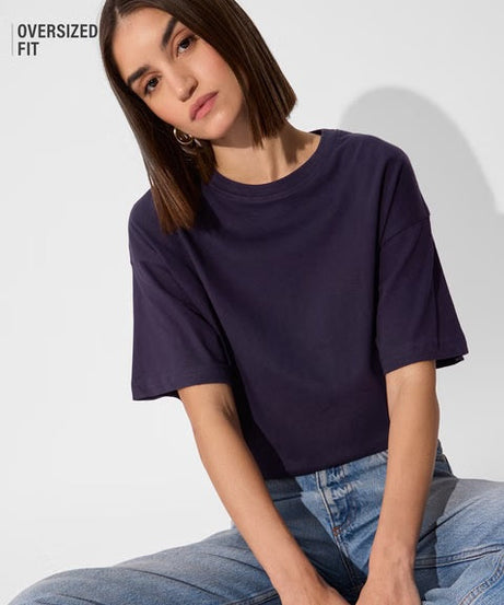 Solids Berry Purple Women Oversized T-Shirts