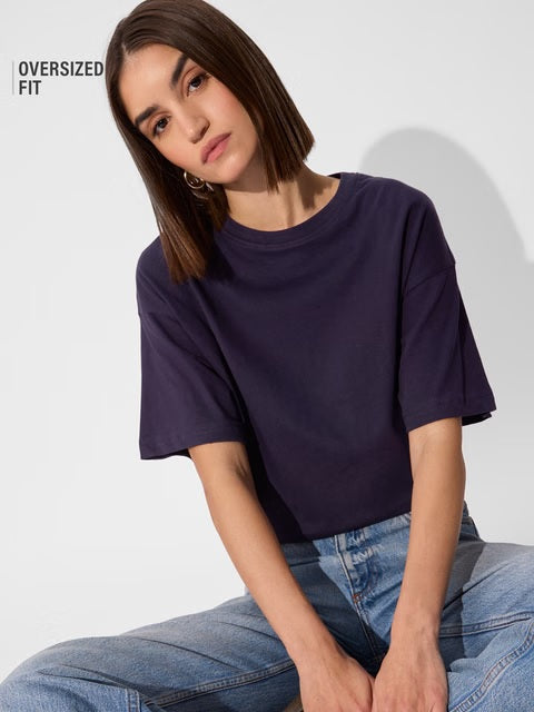 Solids Berry Purple Women Oversized T-Shirts