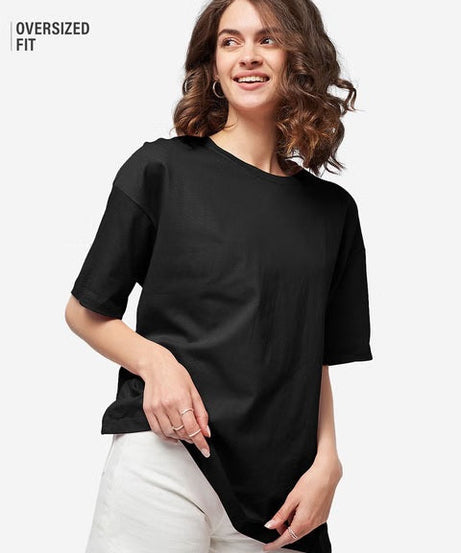 Solids Black Women Oversized T-Shirts