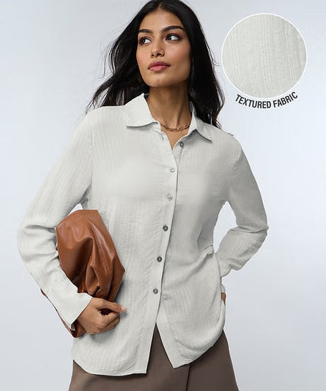 Side Rouching Off White Women Shirts