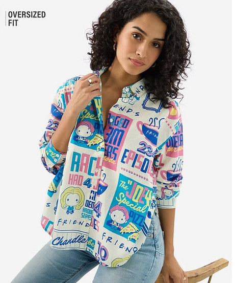 FRIENDS Doodle Women Boyfriend Shirts