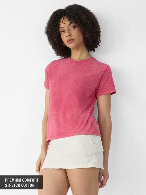 Solids Fuchsia Pink Women T-Shirts