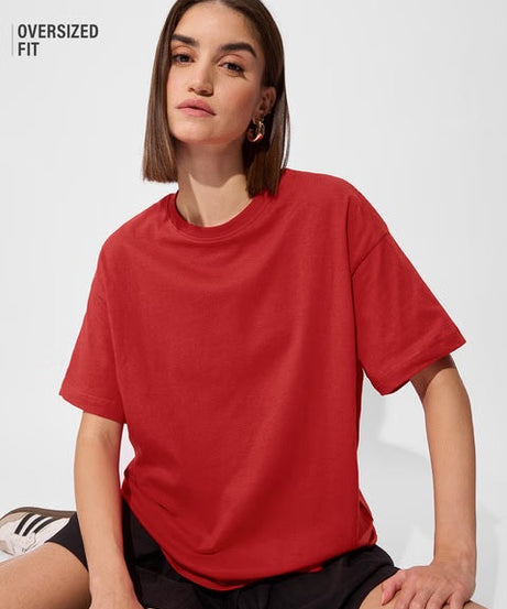 Solids Rouge Red Women Oversized T-Shirts