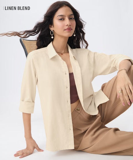 Cotton Linen Champagne Women Shirts