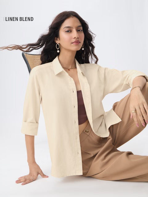 Cotton Linen Champagne Women Shirts