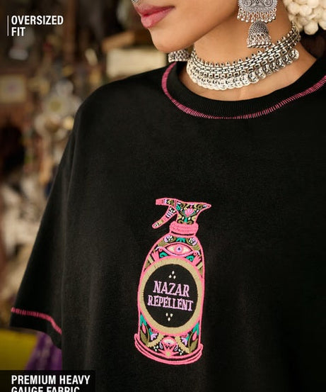 Desi Rebel Nazar Repellent Women Oversized T-Shirts